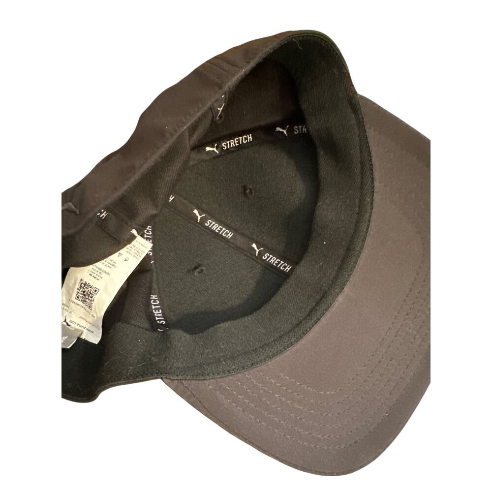 Puma Stretch Fit Black Baseball Cap With Metal Logo - Picture 3 of 6